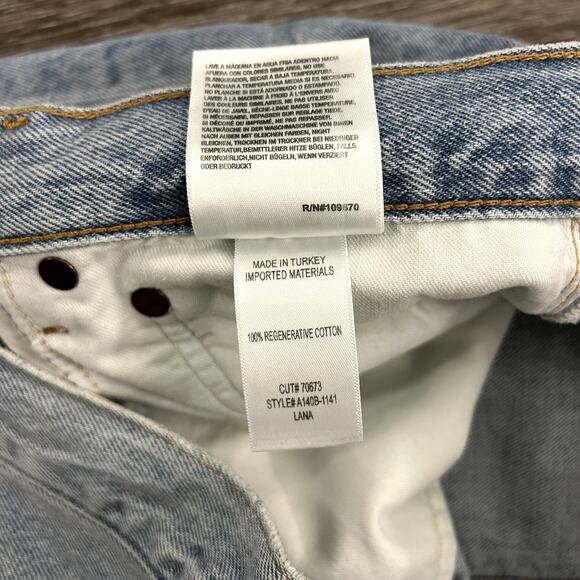 NWT AGOLDE Lana Mid Rise Vintage Straight Jeans Riptide Size 33 Light Blue Denim - Picture 13 of 16